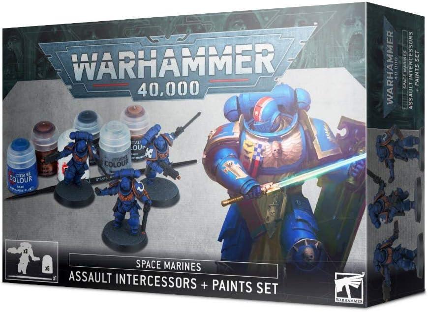 Warhammer 40,000 : Space Marines Assault Intercessors + Paints Set - 1UP