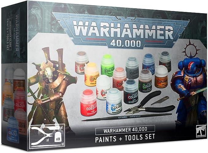 Warhammer 40,000 : Warhammer 40,000 Paints + Tools Set - 1UP
