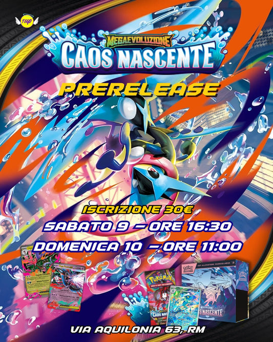 Biglietto Prerelease Pokémon TCG – Caos Nascente : Megaevoluzione