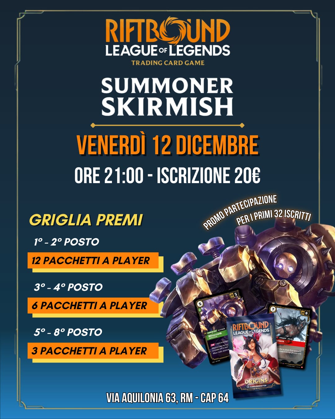 Riftbound Summoner Skirmish – Venerdì 12 Dicembre – Via Aquilonia 63 – 1UP Roma